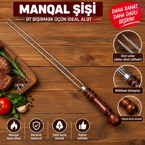 Şiş No brand, Paslanmayan polad, 1 əd, 70 sm — Bakı