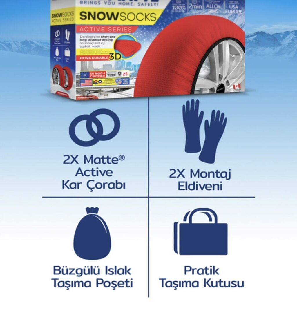 Məhsul: SnowSocks Active Series – avtomobil üçün kar çorabı Təsvir — Təkər aksesuarları, Bakı (3)