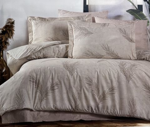 Yataq dəsti Empathy Home 5, yorğan üzü 160x220 sm 2 əd, mələfə 240x260 sm, yastıq üzü 50x70 sm 2 əd, ailəvi, ranfors, krem — Bakı
