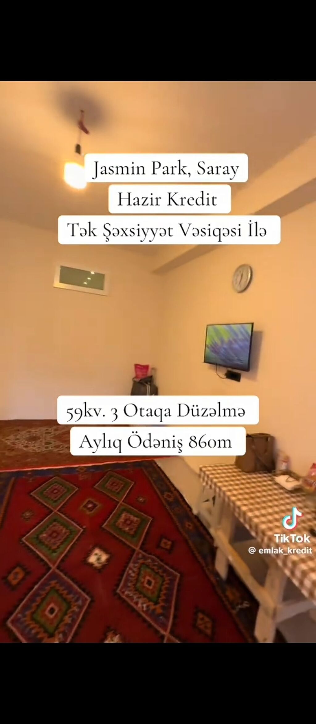 3 otaqlı, Yeni tikili, 60 kv. m — Mənzil, Saray (3)
