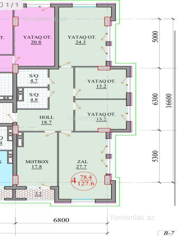 Satılır 4 otaqlı Bina evi menzil (Yeni tikili), 130 m², Nərimanov rayonu — Mənzil, Bakı (5)