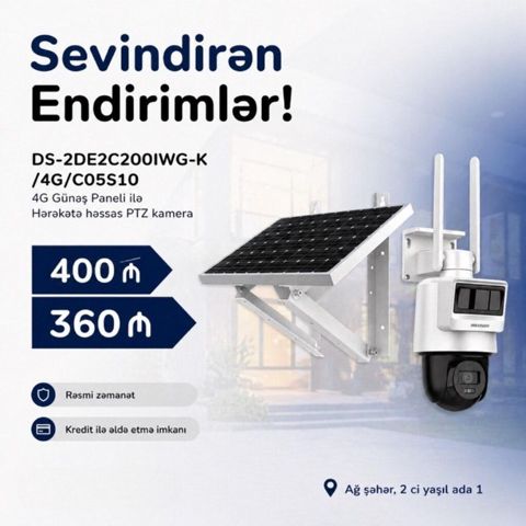 Hikvision günəş paneli 4g kamera Bütün kateqoriyalar Xidmətlər və — Bakı