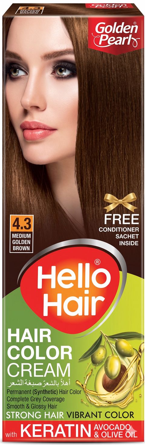 Saçlar üçün krem-boya Golden Pearl Hello Hair 4.3 Medium Golden Brown — Bakı