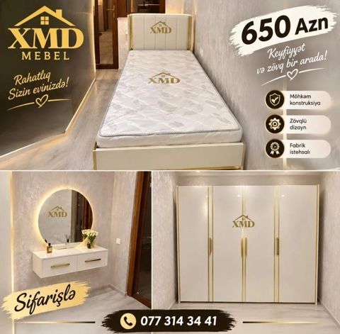 XMD Mebel – yataq otağı dəsti - Qiymət: 650 AZN (şəkildə göstərilib) — Bakı