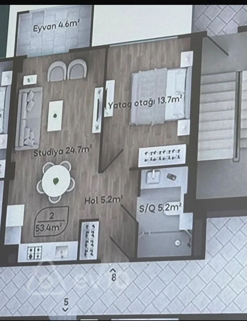 1 otaqlı mənzil, 54 m², Mayak Residence — Mənzil, Bakı (5)