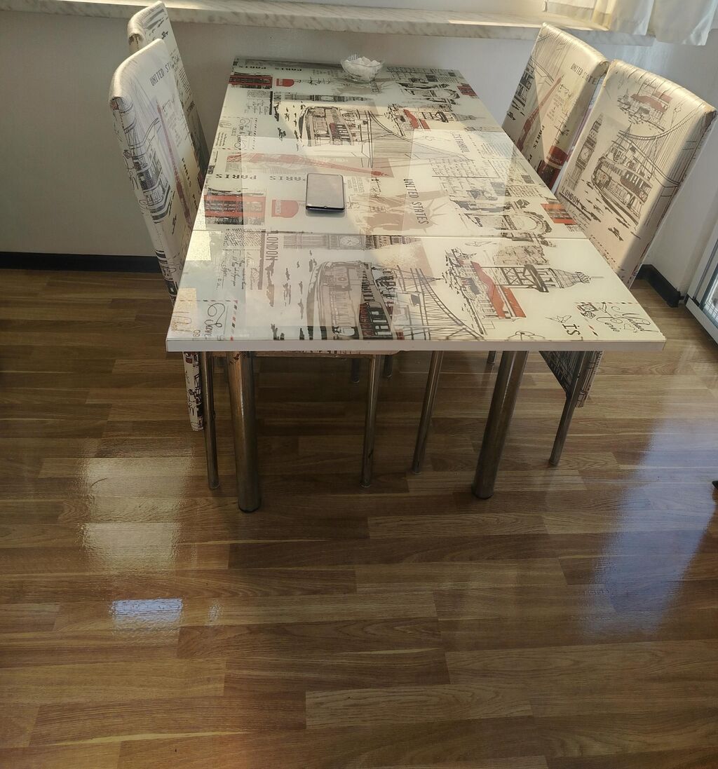 Mətbəx üçün, İşlənmiş, Açılmayan, Dördbucaq masa, 4 stul — Masalar və stullar, Pirəkəşkül (2)