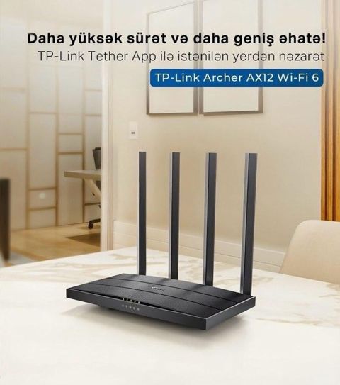TP-Link Archer AX12 Wi-Fi 6 Mesh Router AX1500 Yeni nəsil Wi-Fi 6 ilə — Bakı