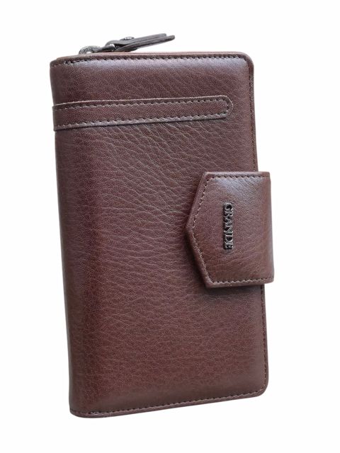 Qadınlar üçün pul kisəsi, təbii dəri, yasəmən rəng, 12 kart bölməsi, Türkiyə istehsalı - Grande_2716_Brown — Bakı