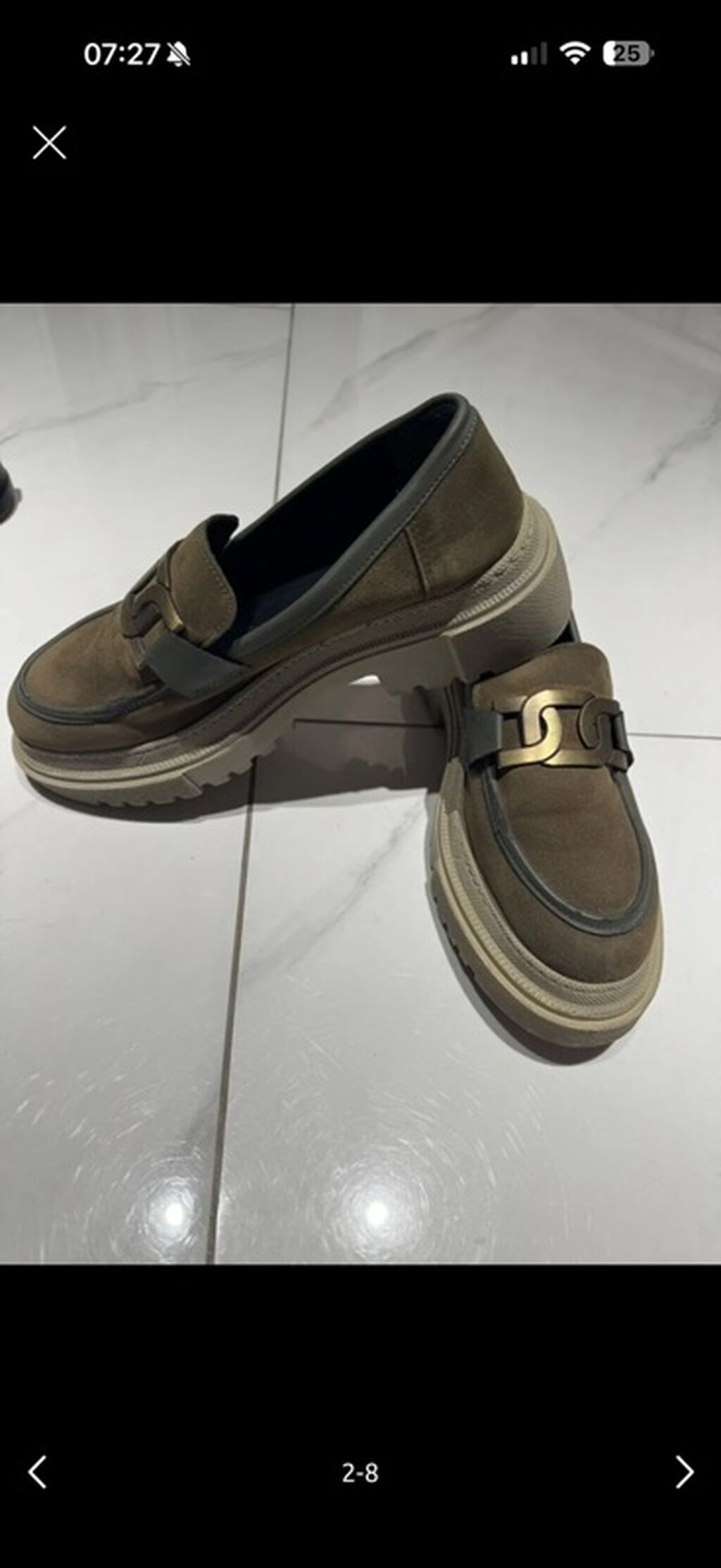 Qadın loaferləri – qalın platformalı - Rəng: zeytun-yaşıl/xaKi — Mokasin, Bakı