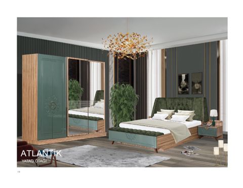 Yataq otağı üçün mebel dəsti Atlantik, qəhvəyi/yaşıl, Laminat — Bakı