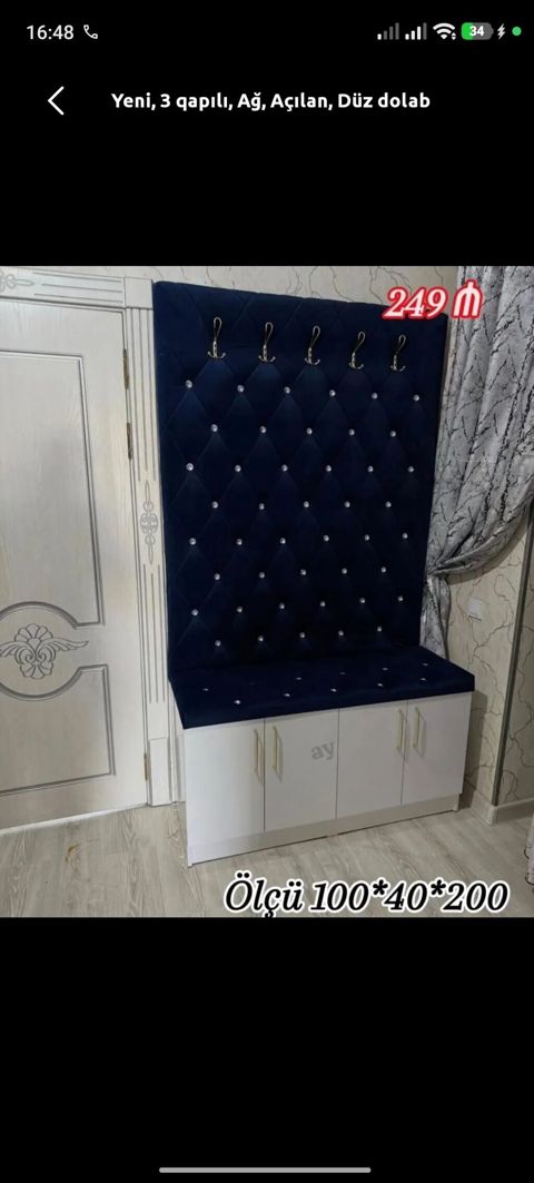 Yeni, 3 qapılı, Ağ, Açılan, Düz dolab — Digah