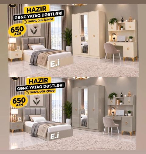 Hazır gənc yataq dəsti – 650 AZN Komplekt tərkibi: - Tək nəfərlik — Digah