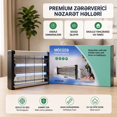 Ağcaqanadlar üçün tələ, həşəratlara qarşı, 12 Vt, Ağ/Qara — Bakı