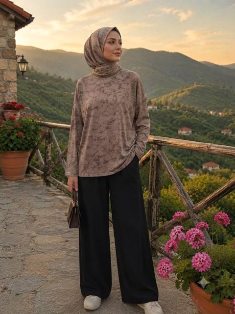 Tunika 5009, açıq qəhvəyi, parça, ölçü One size — Bakı