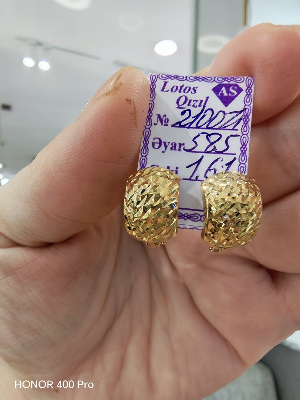 Sırğa, Sarı qızıl, 585 Əyar, 161 g — Sırğa, Bakı (3)