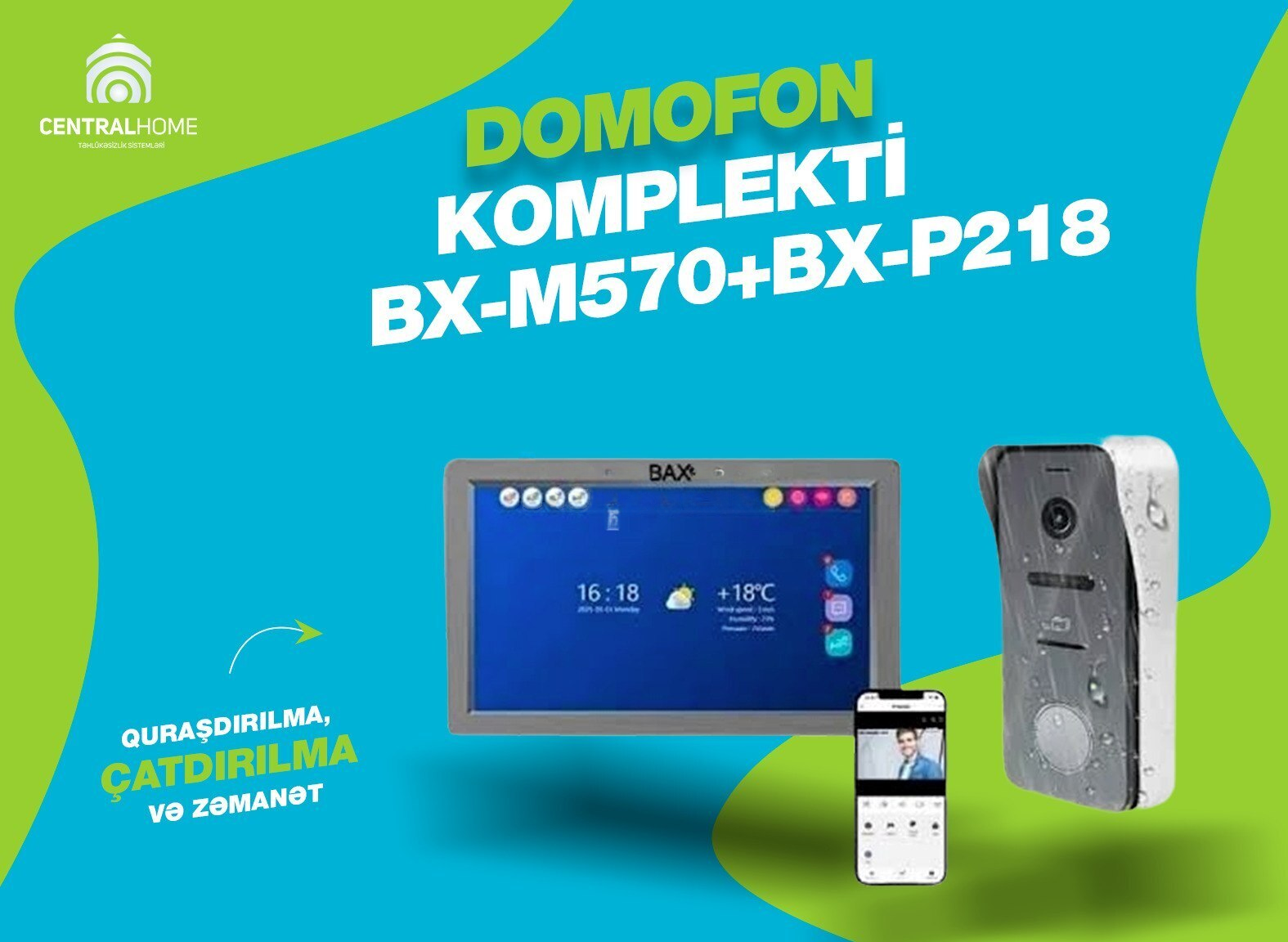 Video domofon dəsti BAX BX-M570 + BX-P218 — Bakı