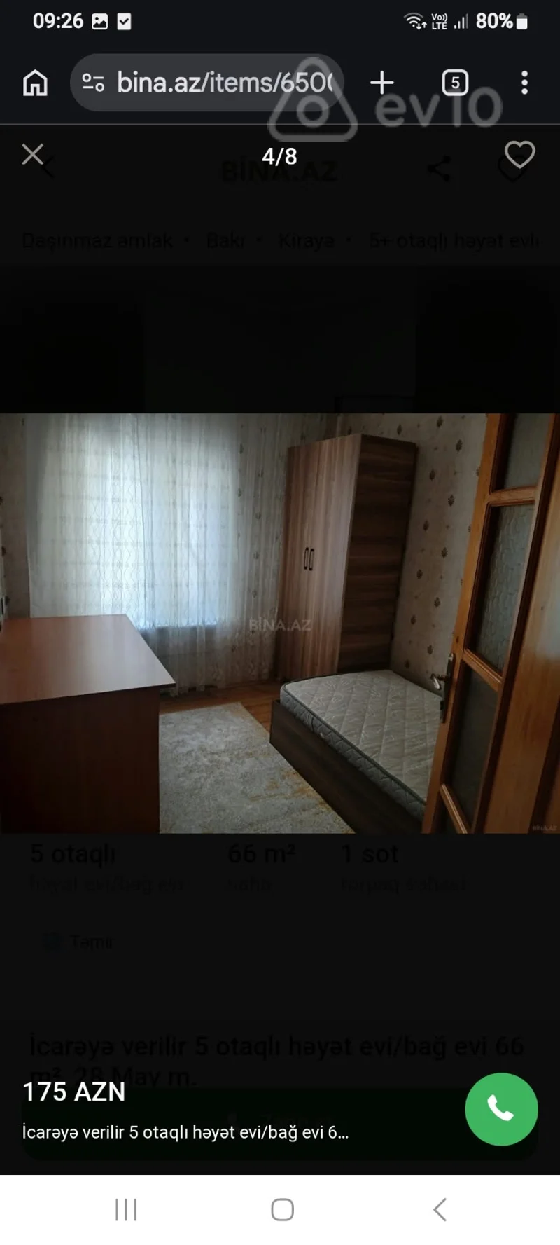 5 otaqlı həyət evi, 66 m², 28 mayin 2ci cixisi — kirayə — Ev, villa, Bakı (6)