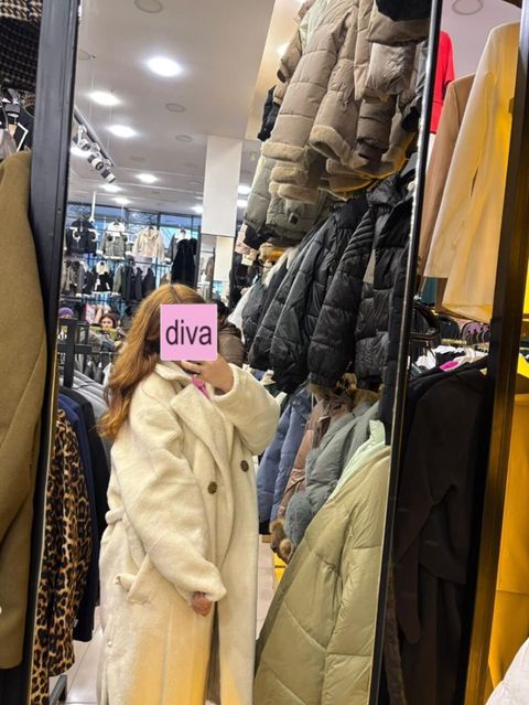 Qadın üçün uzun teddy palto - Rəng: krem/ivori - Model: oversize — Astara