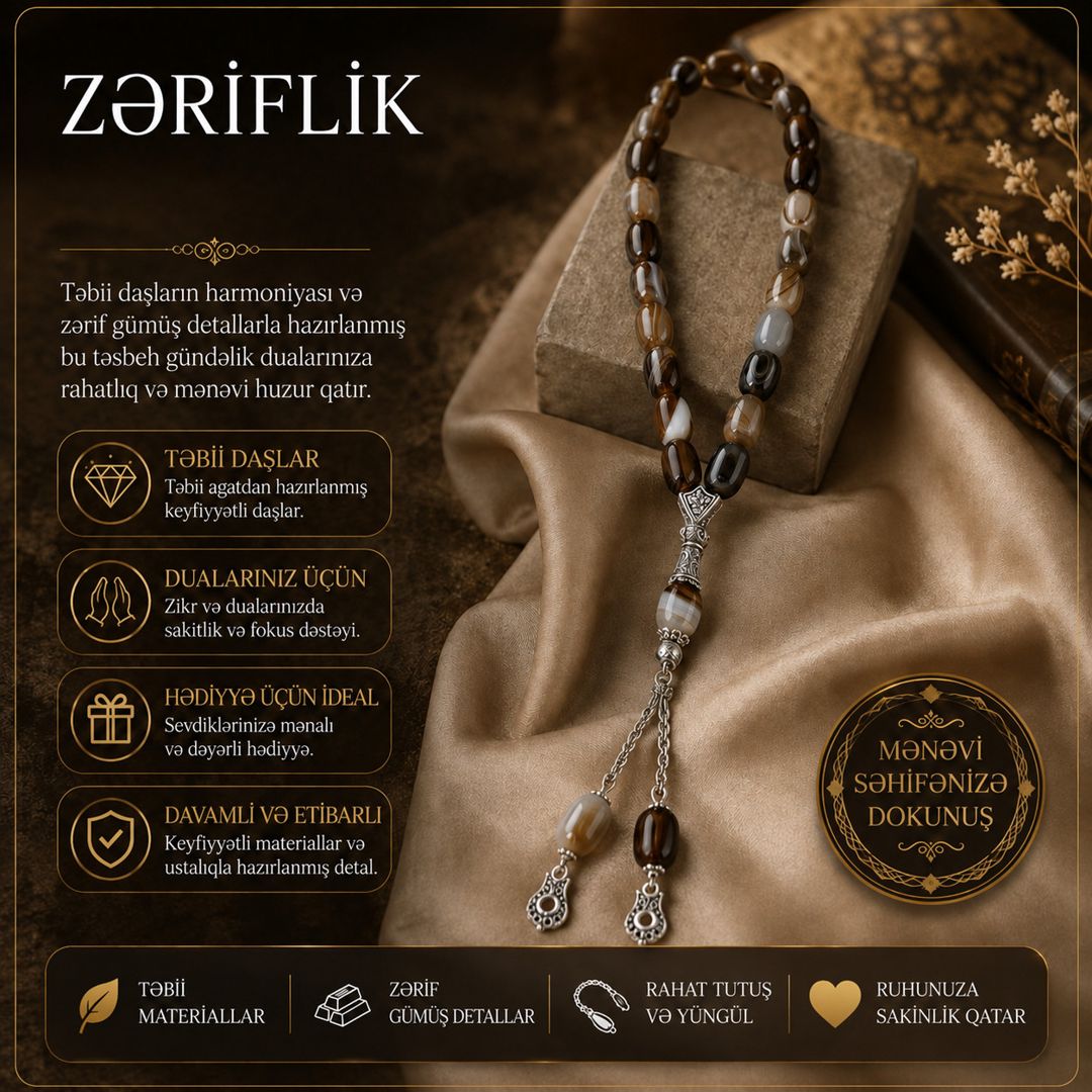 Təsbeh 6958, təbii daş, 280 mm — Mallar, Bakı