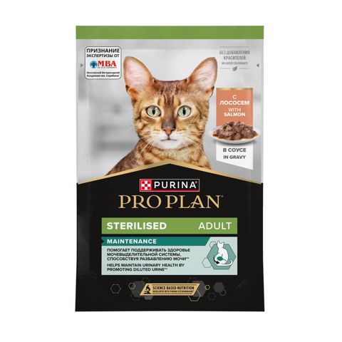 Nəm yem pişiklər üçün Purina ProPlan Sterilised Adult qızılbalıq əti dadı ilə, 85 q — Bakı