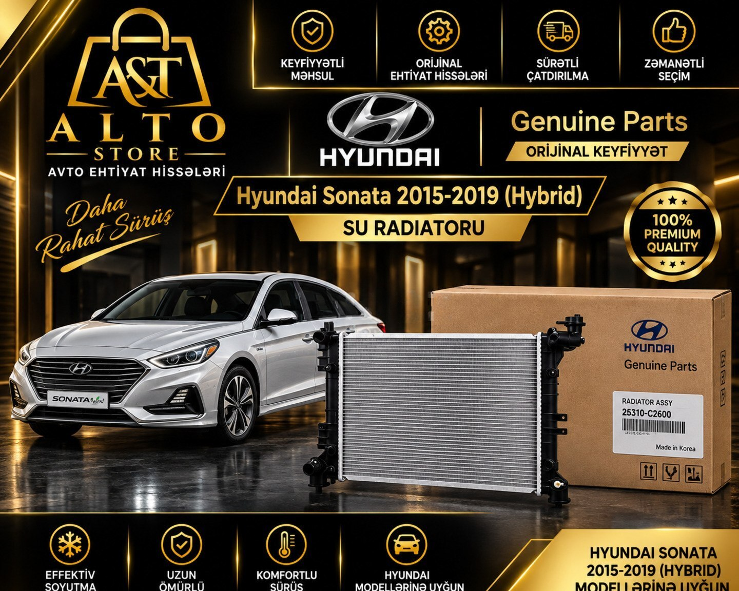 Su radiatoru Hyundai Sonata 2015-2019 Hybrid — Bakı
