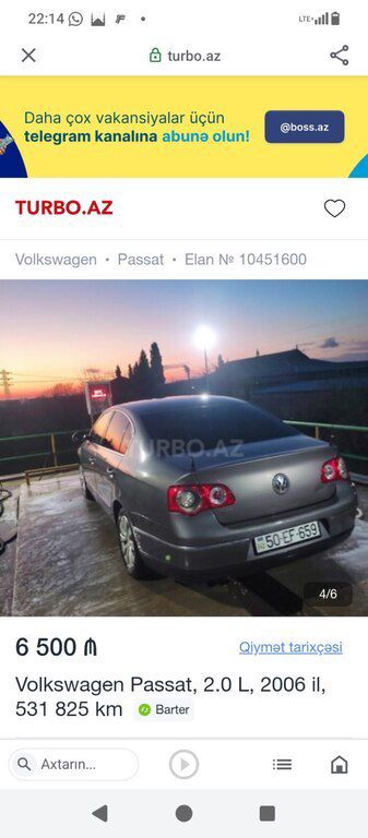 Volkswagen Passat, 2.0 L, 2006 il, 531 825 km 50-EF-659 — Avtomobillər, Şirvan (6)