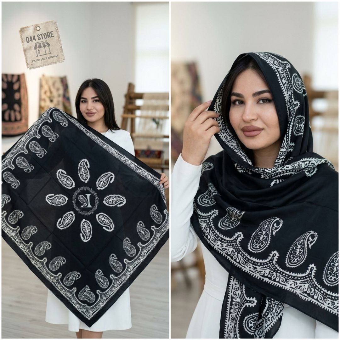 Kəlağayı, ipək, qara, 180x180 sm — Mallar, Bakı