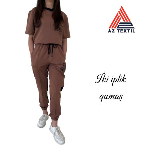Qadınlar üçün idman kostyumu 5824, qəhvəyi/qara, XL ölçü — Bakı