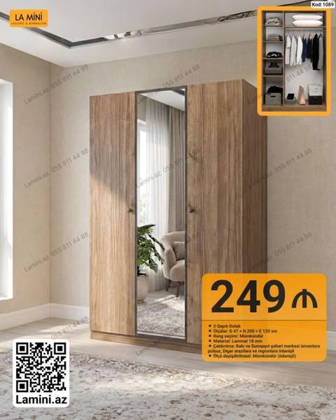 LA Mını 3 qapılı dolablar Model Kodları: 1089 və 1077 Ümumi — Şkaflar