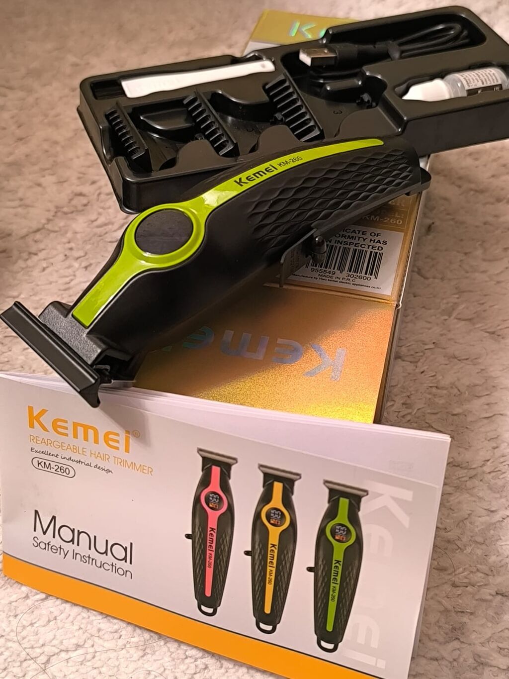 Kemei KM-260 USB Type‑C şarj olunan saç və saqqal trimmeri - Rəqəmsal — Saç kəsmə maşınları, Bakı (3)