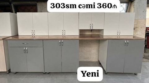 Yeni mətbəx mebeli – hazır dəst - Ölçü: 303 sm (ümumi uzunluq) — Bakı
