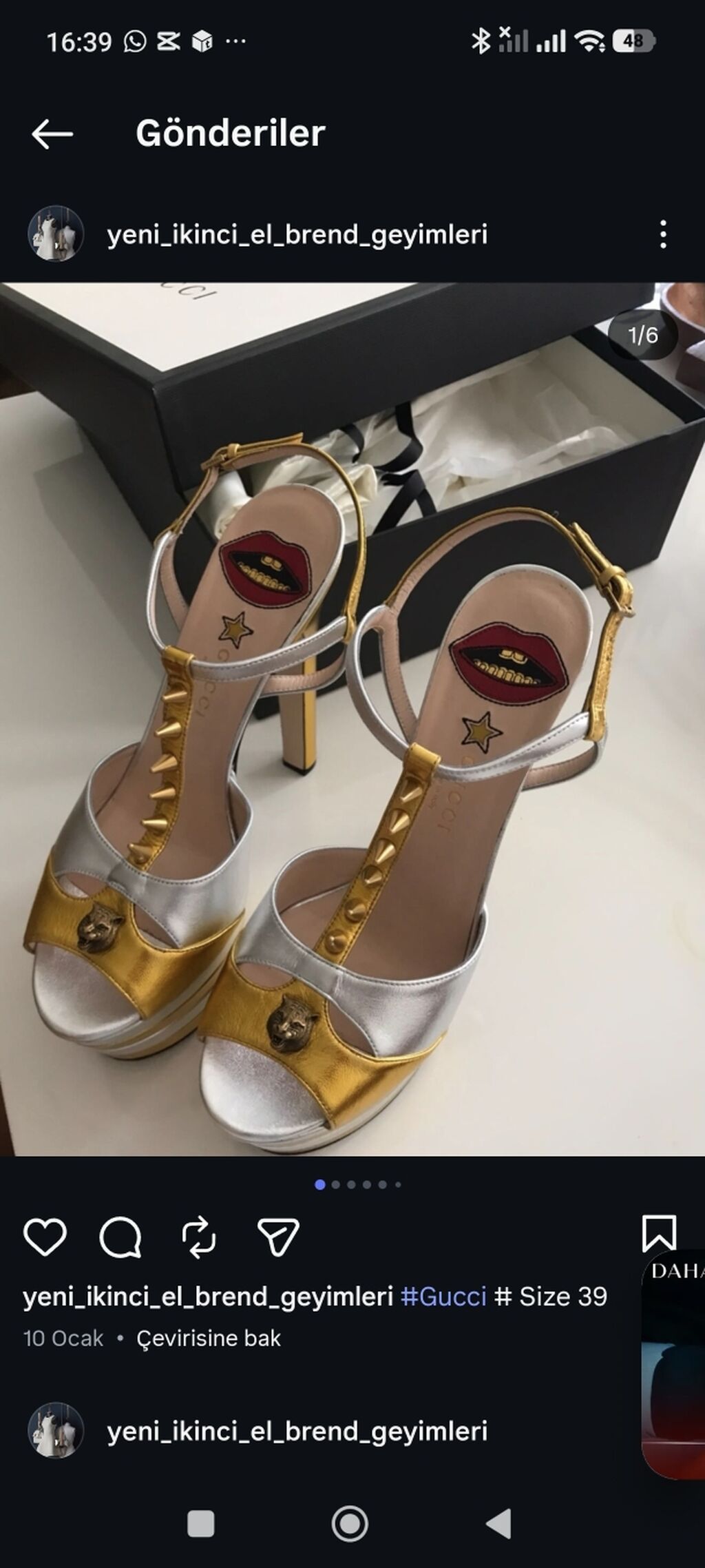 Gucci qadın platforma sandal – ölçü 39 - Model: Açıq burunlu — Sandal, Bakı (2)
