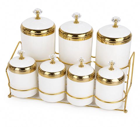 Qida məhsullarının və ədviyyatların saxlanılması üçün banka dəsti, 1000 ml/500 ml, keramika, 7 ədəd — Bakı