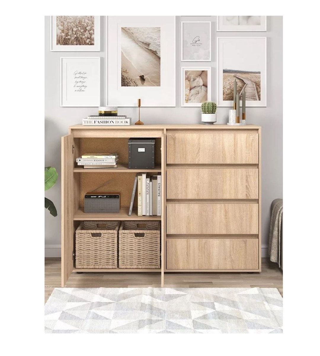 Komod Skand Big Sonoma, 108х39х140 sm, Ldsp, qəhvəyi — Mallar, Bakı (3)