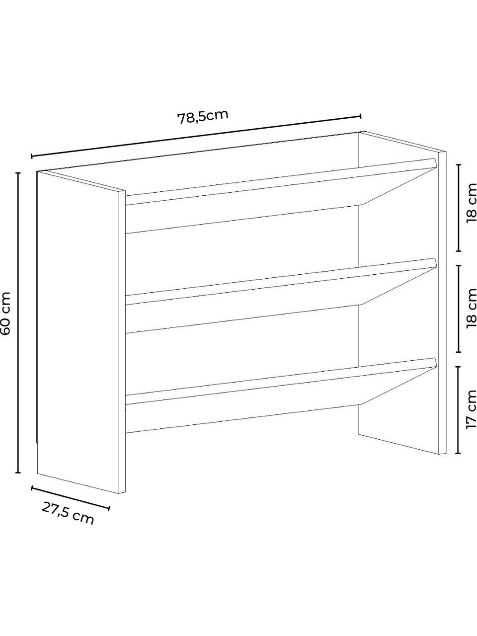 Ayaqqabı rəfi Tv Stend, laminat, ağ/qəhvəyi, 60x78.5x27.5 sm — Mallar, Bakı (3)