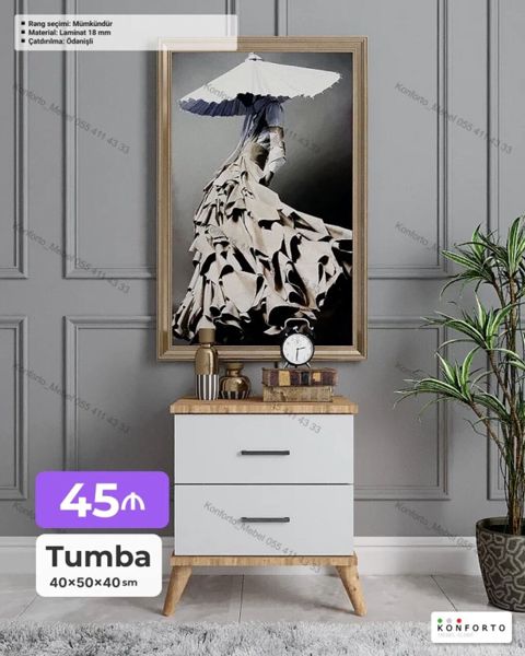 Tumba – 40×50×40 sm - İki çekmecəli, minimal dizayn - Korpus və üst — Bakı