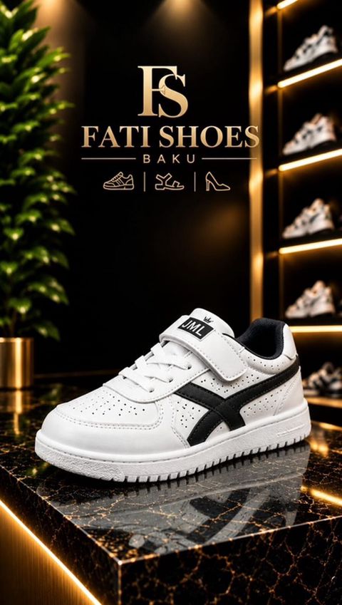 Uşaq idman krossovkası – Fatı Shoes Baku - Rəng: ağ üstlük, qara yan — Bakı