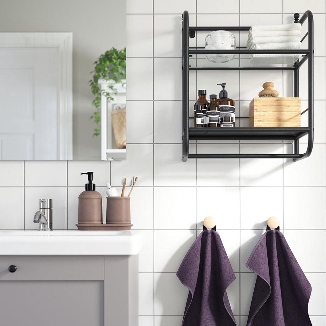 Hamam otağı üçün rəf IKEA Frosjon, polad/şüşə, qara, 21x40x51 sm — Mallar, Bakı (3)