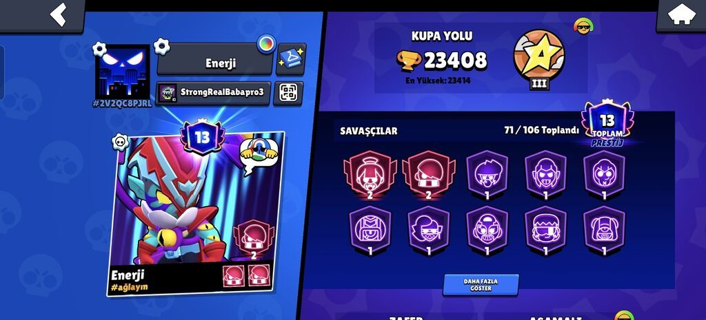 Brawl Stars hesabı – Enerji (profil etiketi ekranda görünür) - Kupa — Şəxsi əşyalar, Bakı