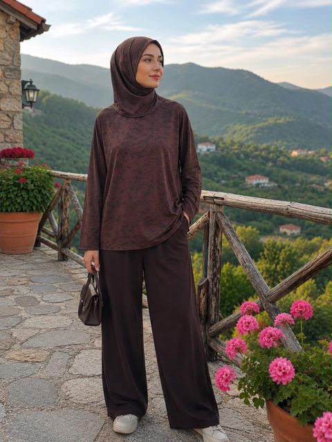 Tunika 5009, tünd qəhvəyi, parça, ölçü One size — Bakı