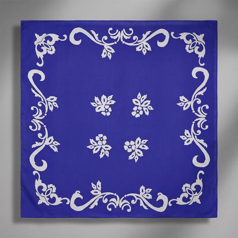 Kəlağayı Süsən S2100, ipək, göy, 75x75 sm — Bakı