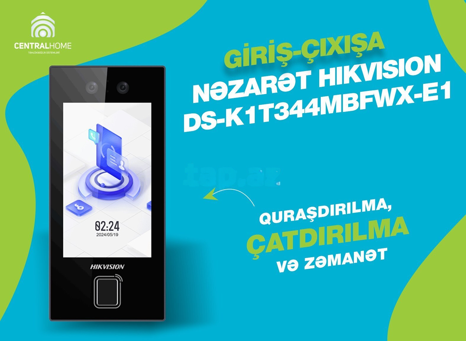 Girişə nəzarət terminalı Hikvision DS-K1T344MBFWX-E1 — Bakı