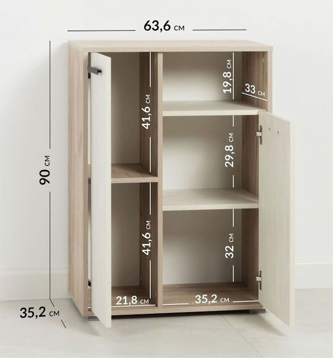 Tumba 63.6x35.2x90 sm, Ldsp, ağ/sonomo — Şkaflar, Bakı (2)