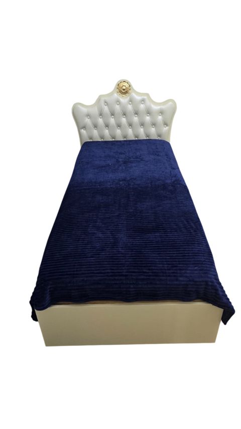Pled-örtük DT001, 150x220 sm, birnəfərlik, bambuk/velür, tünd göy — Bakı