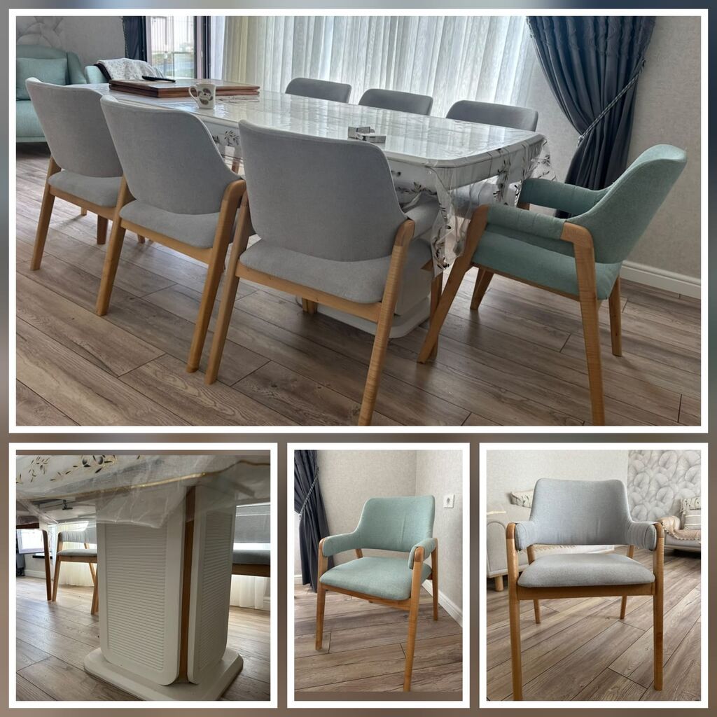 Qonaq otağı üçün, İşlənmiş, Kvadrat masa, 8 stul — Masalar və stullar, Bakı