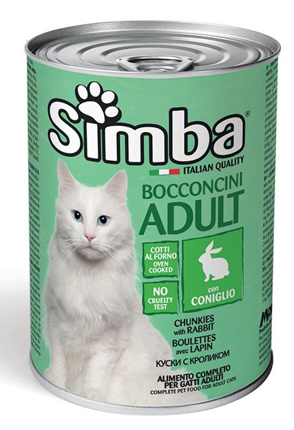 Nəm yem pişiklər üçün Simba Adult dovşan ilə, 415 q — Bakı