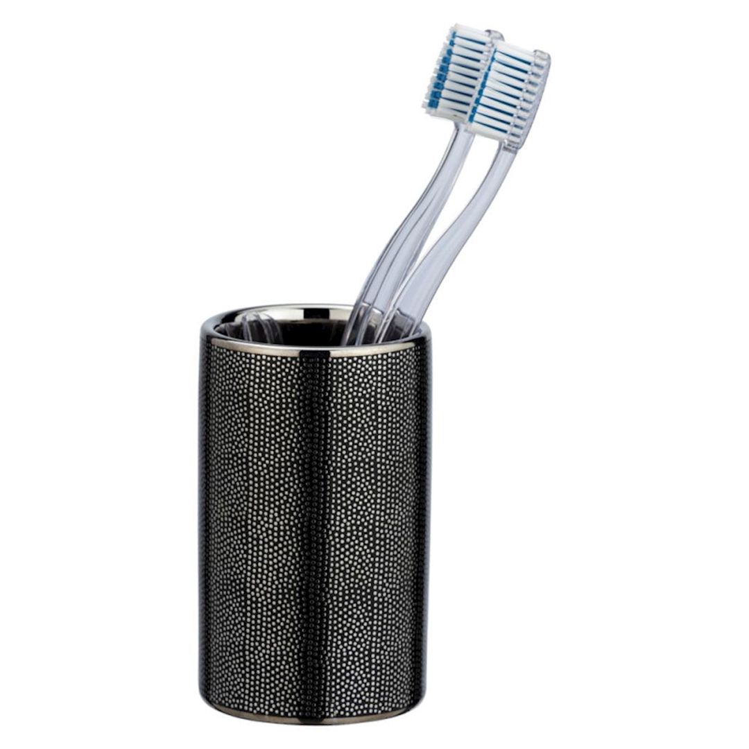 Diş fırçaları üçün stəkan Wenko Nuria Anthracite, 6.5x10.5 sm, farfor, qara — Mallar, Bakı (2)