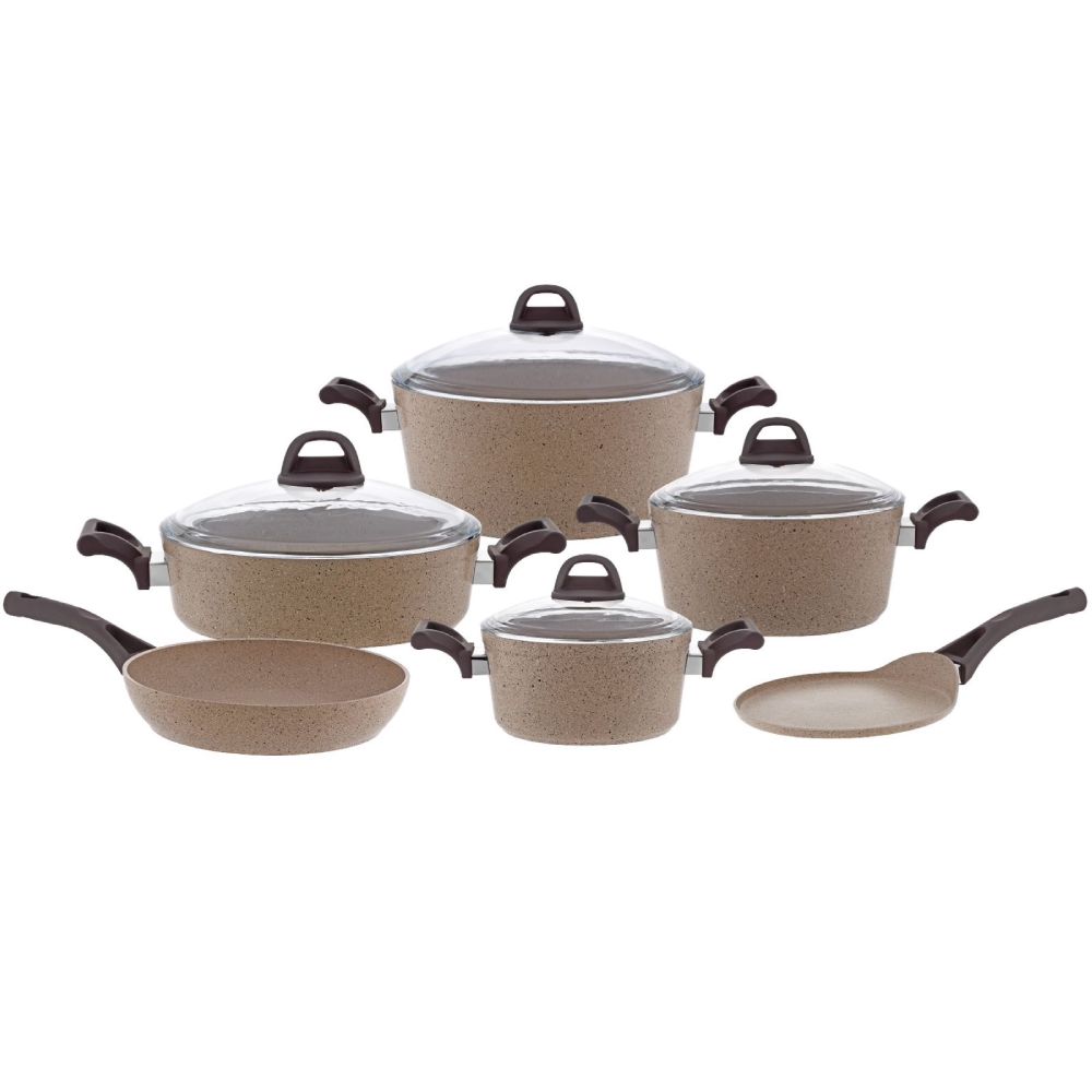Qazan dəsti Deluca Nonstick Qranit 10 parça Krem 8680465138528 — Bişirmə qabları, Bakı