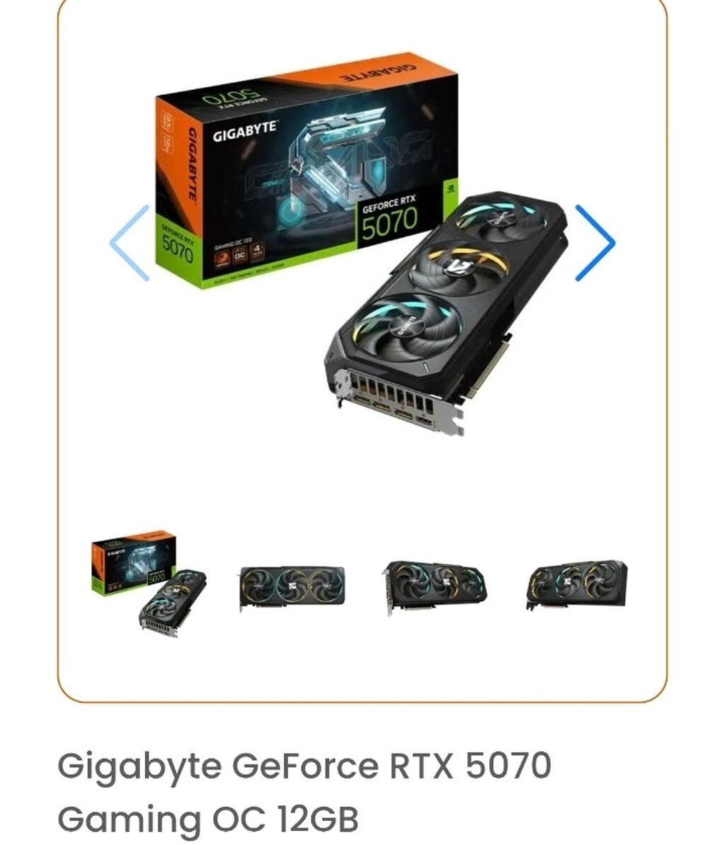 Videokart Gigabyte GeForce RTX 5070, 12 GB, İşlənmiş — Qrafik kartlar, Qobu (2)