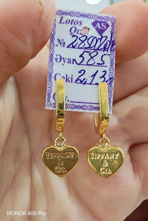 Sırğa, Sarı qızıl, 585 Əyar, 213 g — Bakı